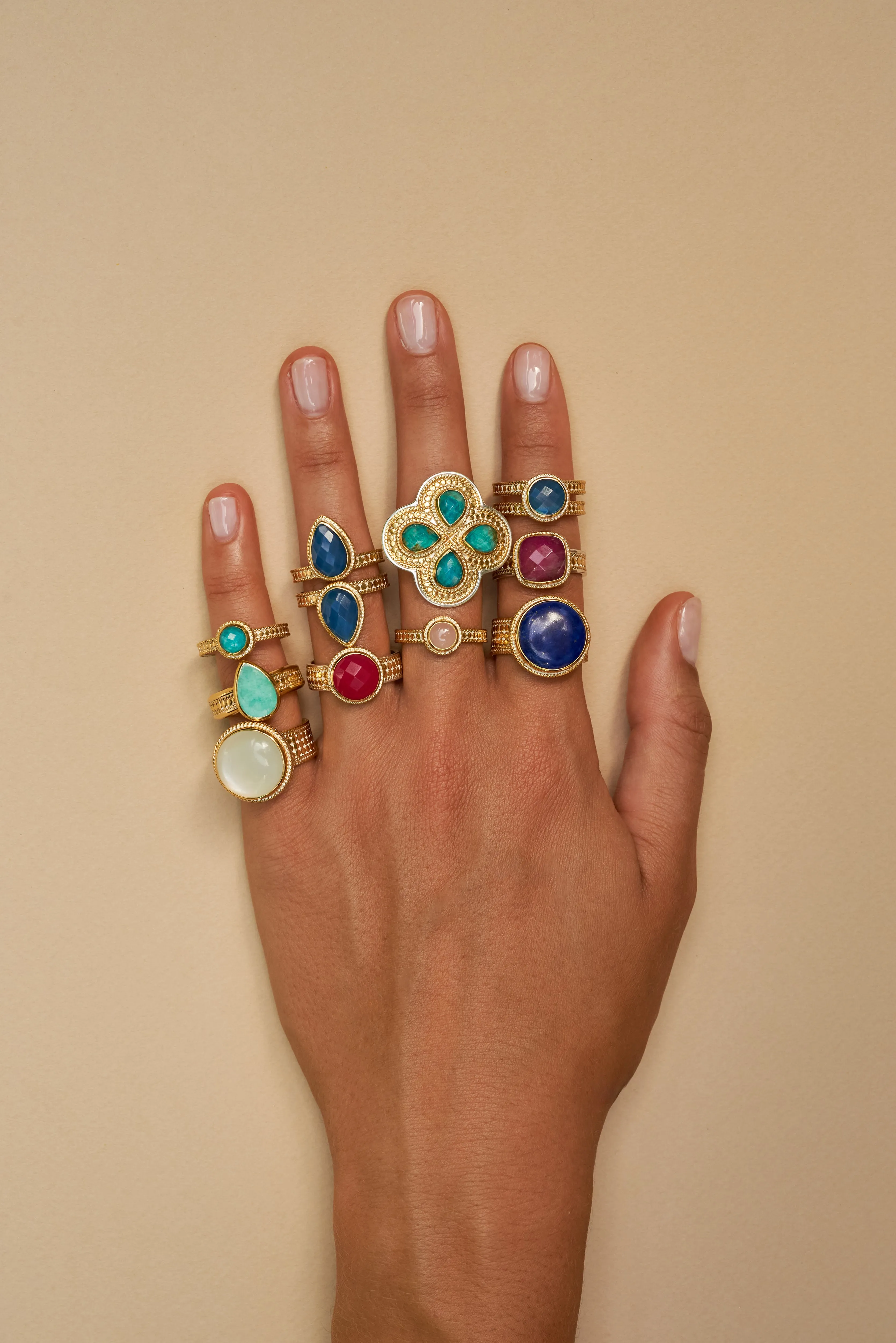 Chrysocholla White Quartz Stone Stack Ring sold by Anna Beck product image thumbnail 2