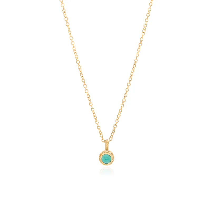 Small Turquoise Circle Drop Necklace sold by Anna Beck
