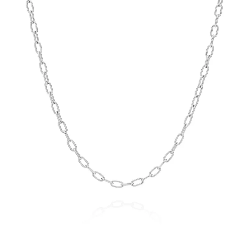 Elongated Oval Chain Collar Necklace - Silver sold by Anna Beck