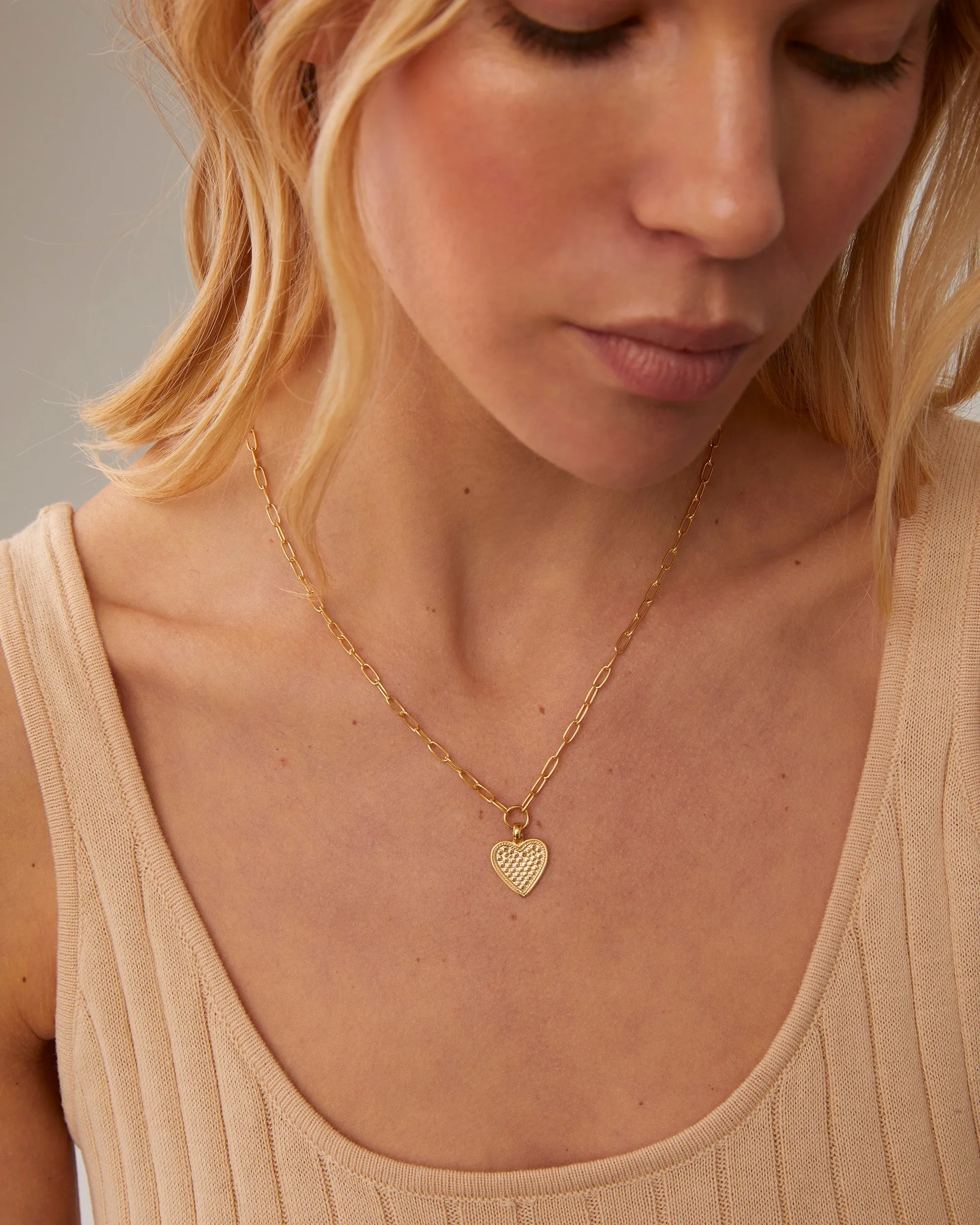 Medium Heart Engravable Necklace - Gold & Silver sold by Anna Beck product image thumbnail 2
