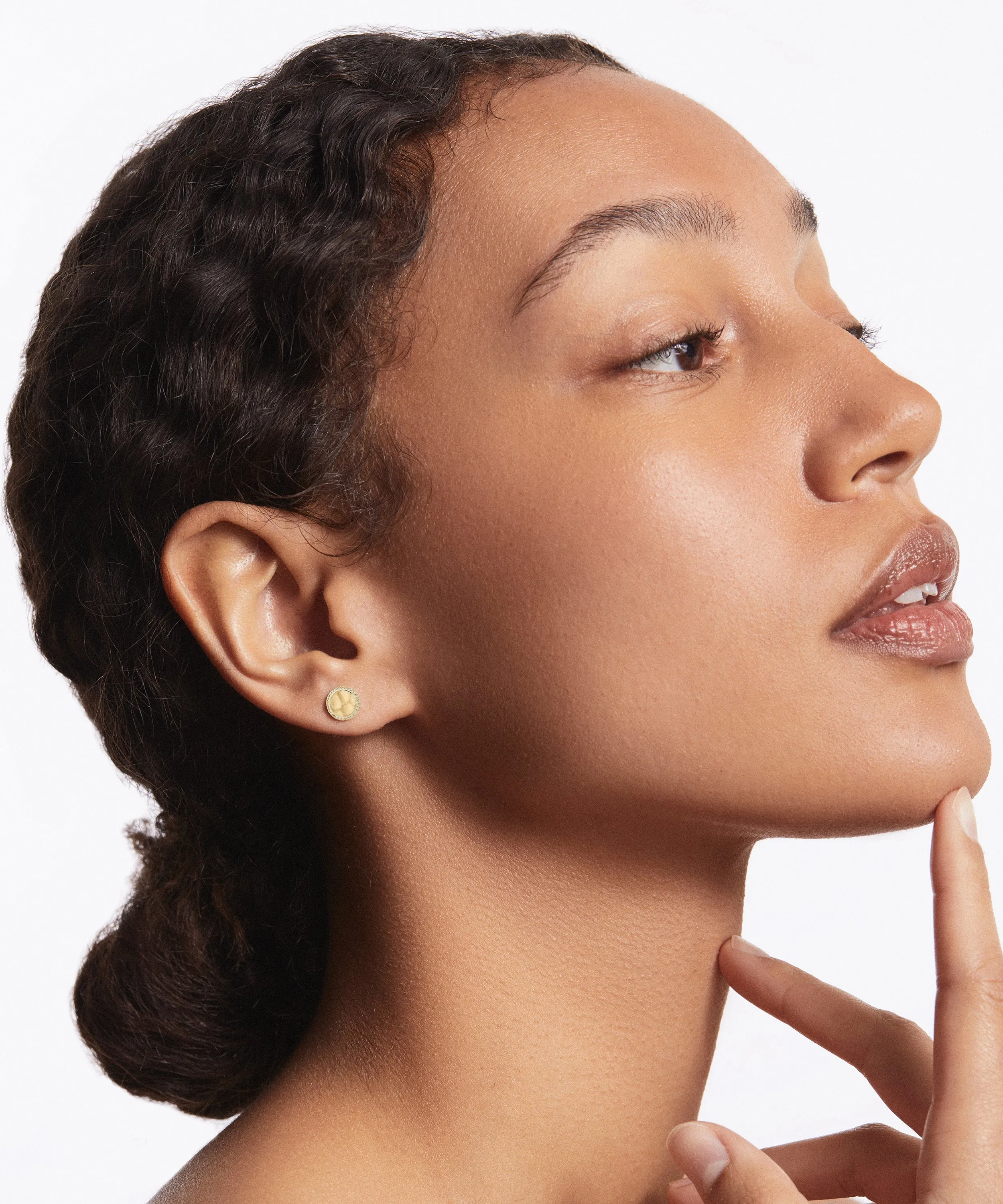 Hammered Stud Earrings - Gold sold by Anna Beck product image thumbnail 2