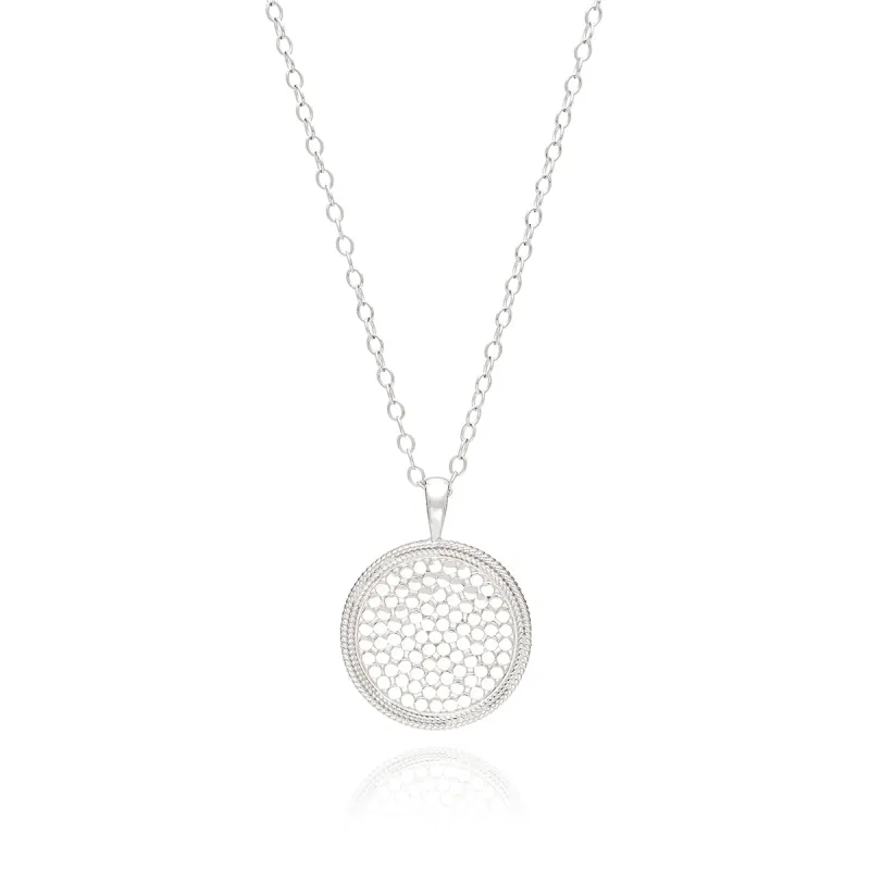 Classic Large Medallion Pendant Necklace - Silver sold by Anna Beck