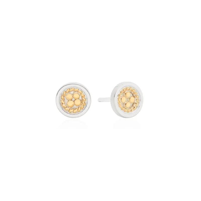 Classic Smooth Border Mini Stud Earrings - Gold & Silver sold by Anna Beck