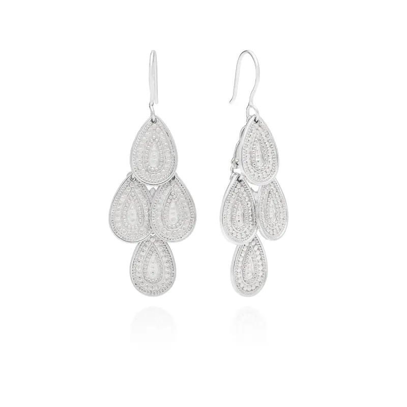 Contrast Dotted Chandelier Earrings - Silver sold by Anna Beck