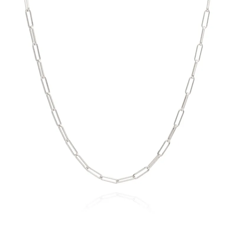 Elongated Box Chain Necklace, Silver sold by Anna Beck