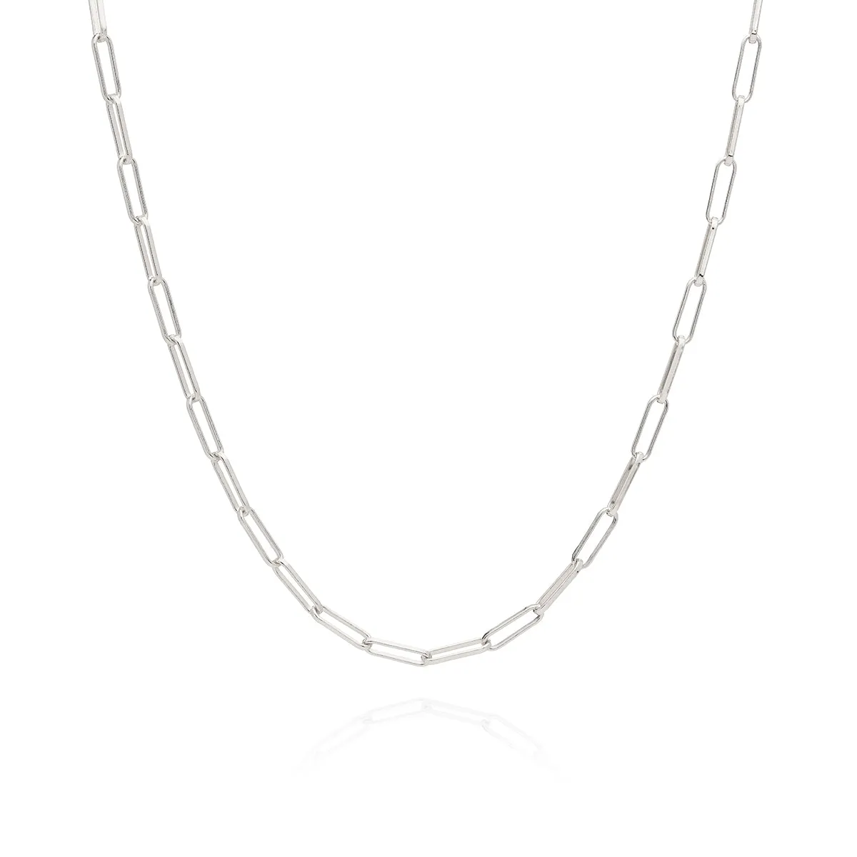 Elongated Box Chain Necklace, Silver sold by Anna Beck