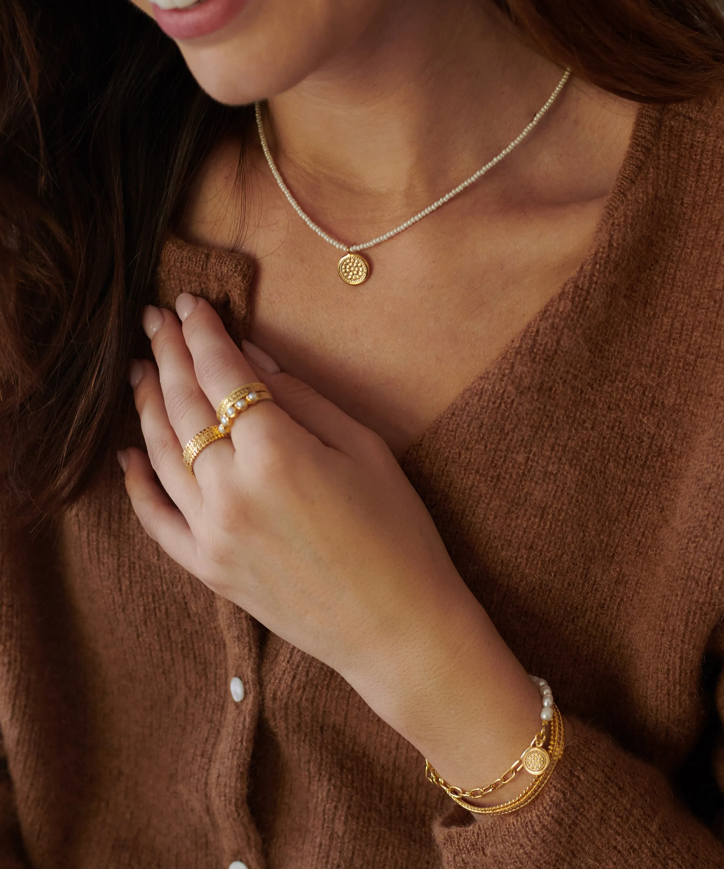 Beaded Pearl and Chain Charm Bracelet sold by Anna Beck product image thumbnail 4