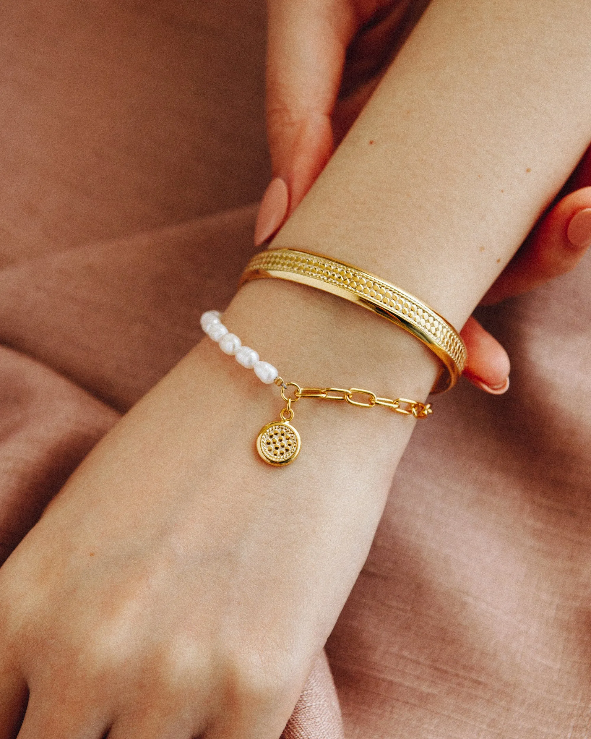 Beaded Pearl and Chain Charm Bracelet sold by Anna Beck product image thumbnail 2