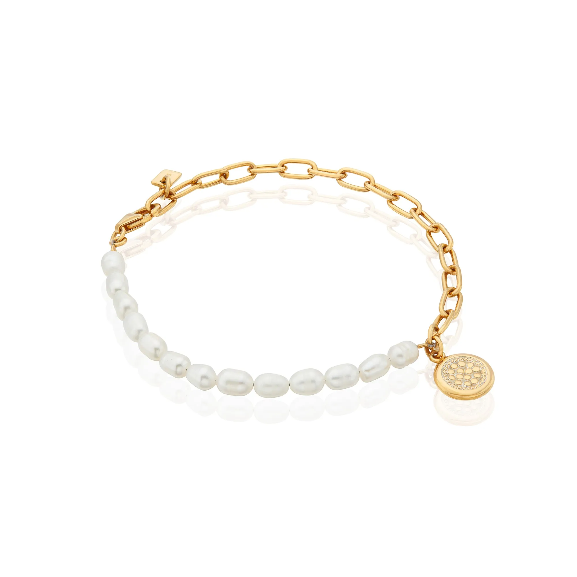 Beaded Pearl and Chain Charm Bracelet sold by Anna Beck