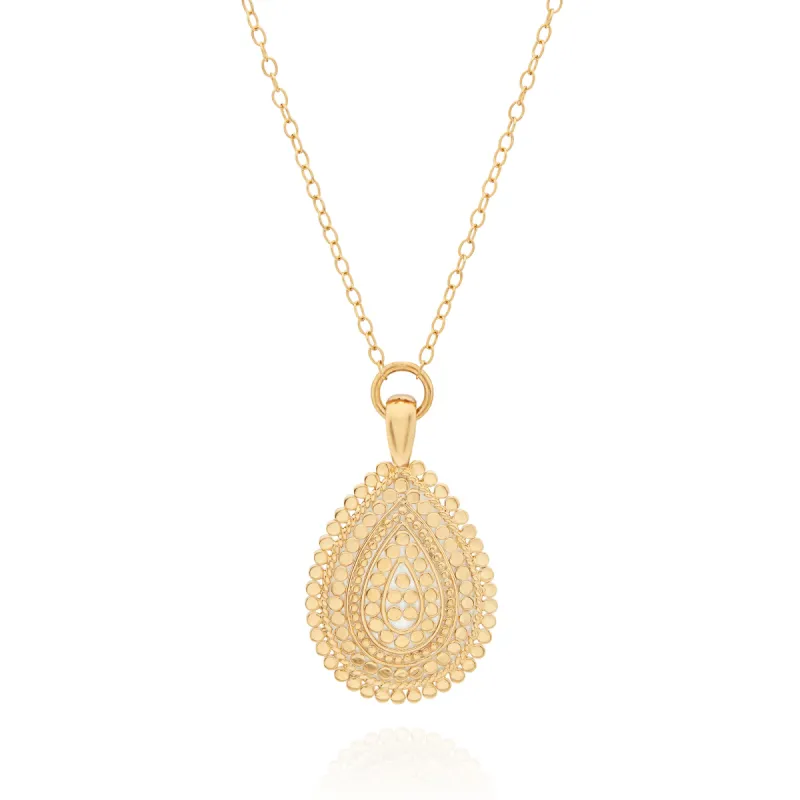 Medium Scalloped Drop Pendant Necklace - Gold sold by Anna Beck