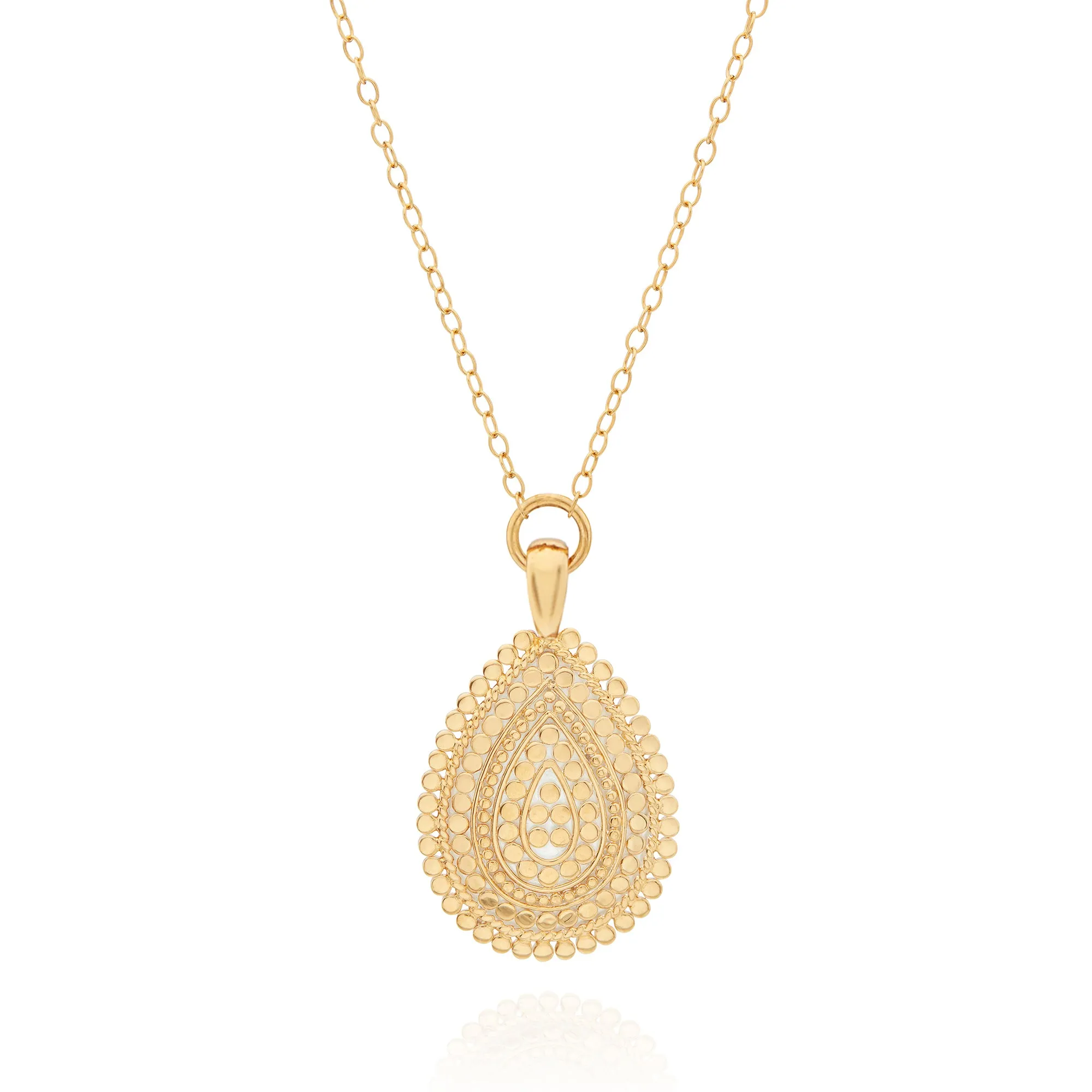 Medium Scalloped Drop Pendant Necklace - Gold sold by Anna Beck