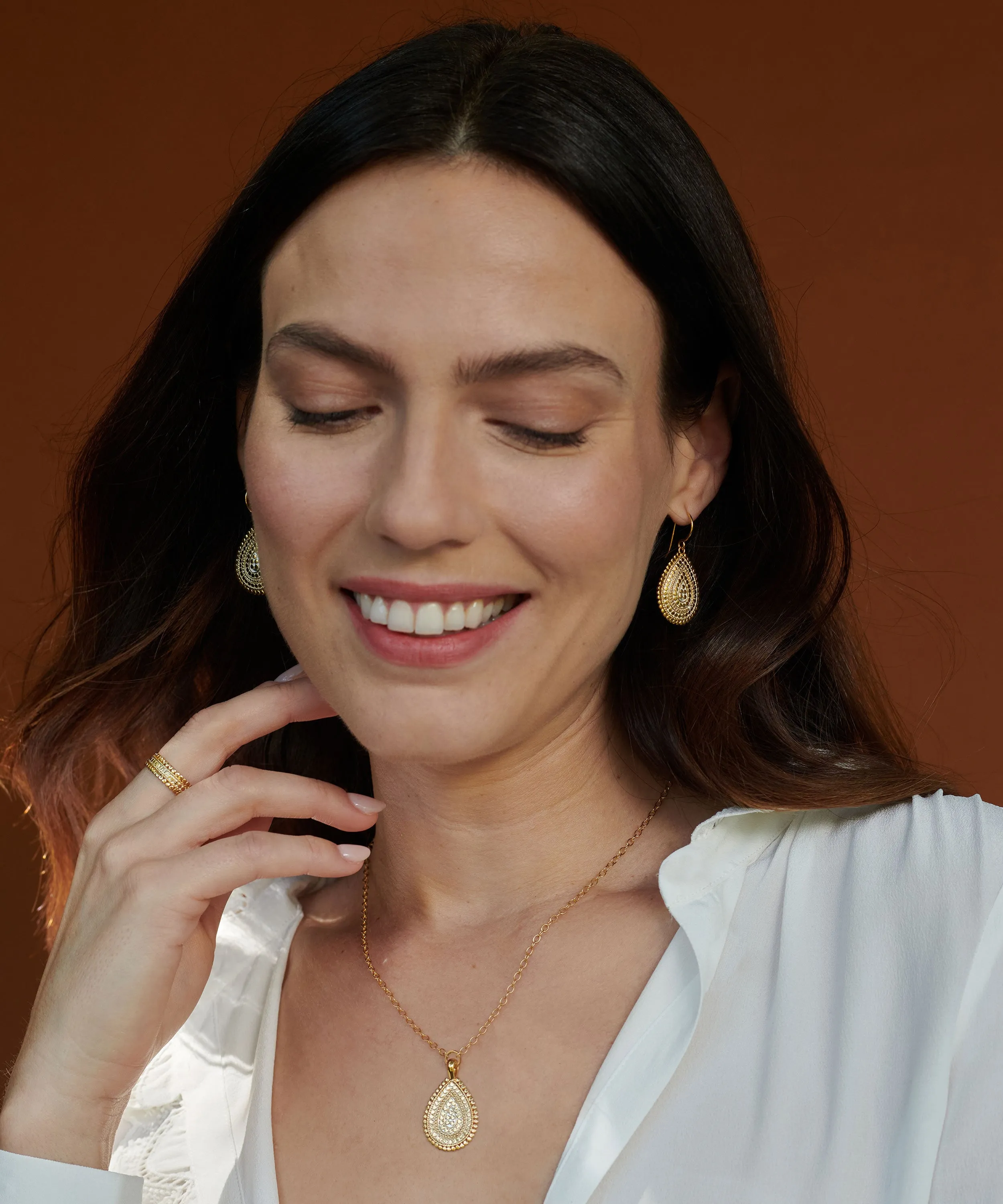 Medium Scalloped Drop Pendant Necklace - Gold sold by Anna Beck product image thumbnail 3