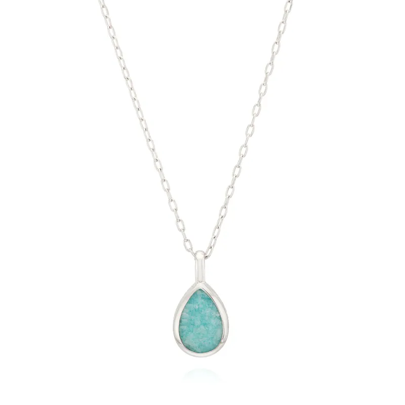 Medium Amazonite Drop Pendant Necklace - Silver sold by Anna Beck