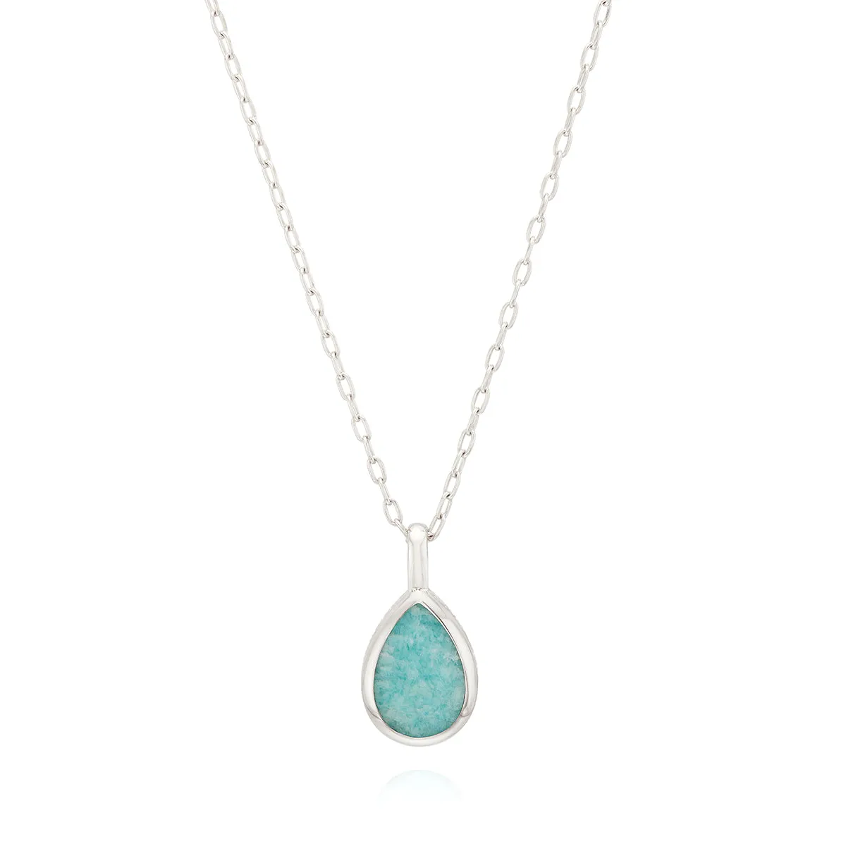 Medium Amazonite Drop Pendant Necklace - Silver sold by Anna Beck