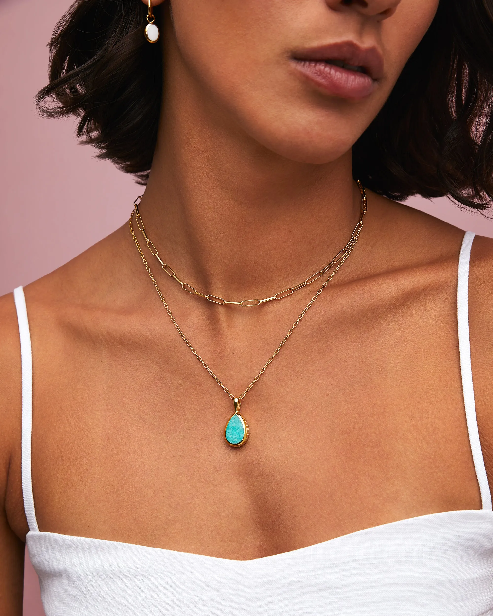 Medium Amazonite Drop Pendant Necklace - Gold sold by Anna Beck product image thumbnail 2