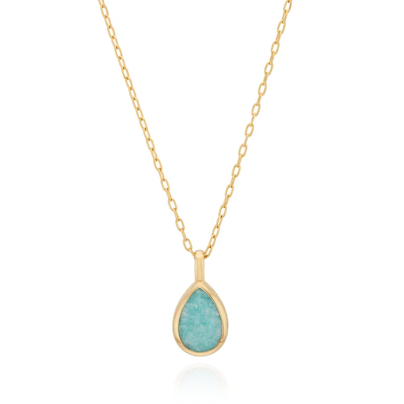 Medium Amazonite Drop Pendant Necklace - Gold sold by Anna Beck