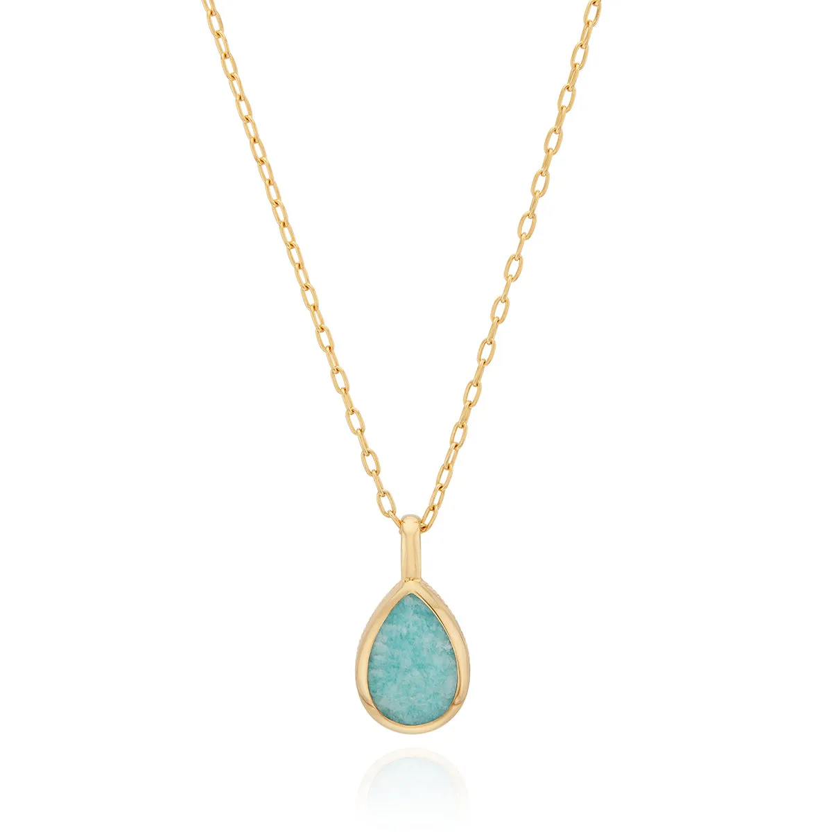 Medium Amazonite Drop Pendant Necklace - Gold sold by Anna Beck