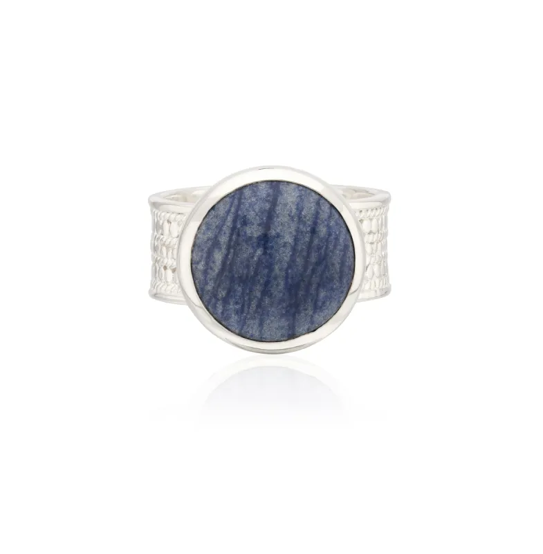Large Dumortierite Cocktail Ring - Silver sold by Anna Beck