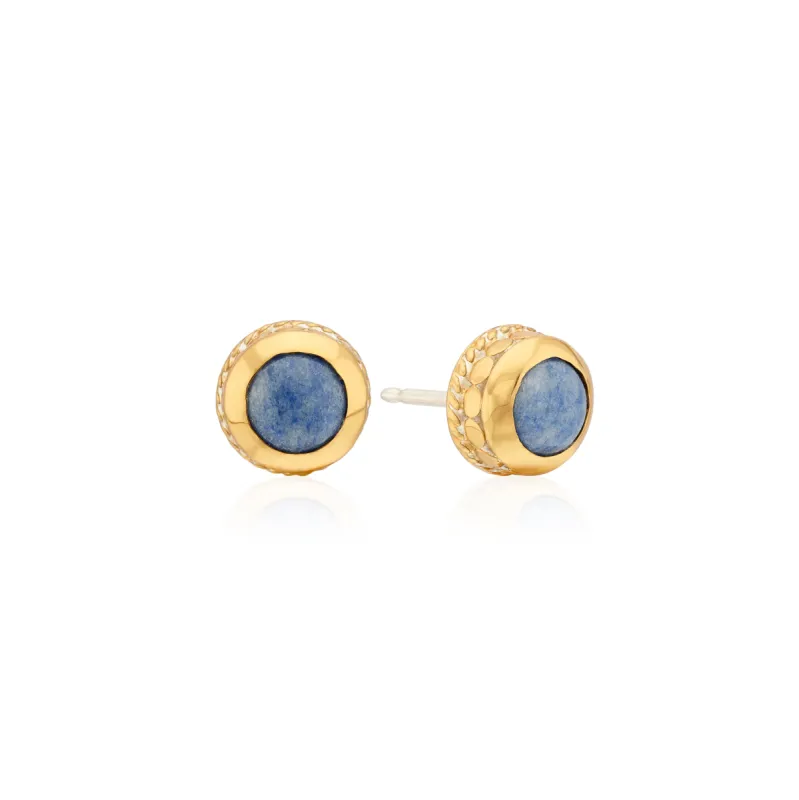 Dumortierite Stud Earrings - Gold made by Anna Beck