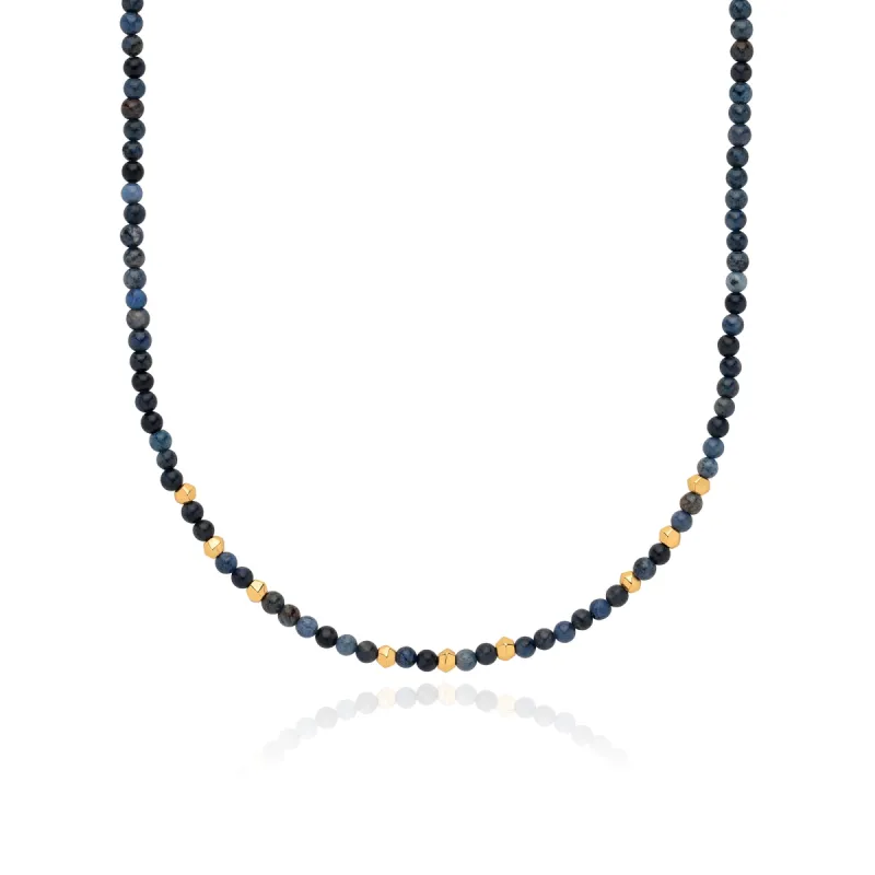Dumortierite Beaded Necklace - Gold sold by Anna Beck