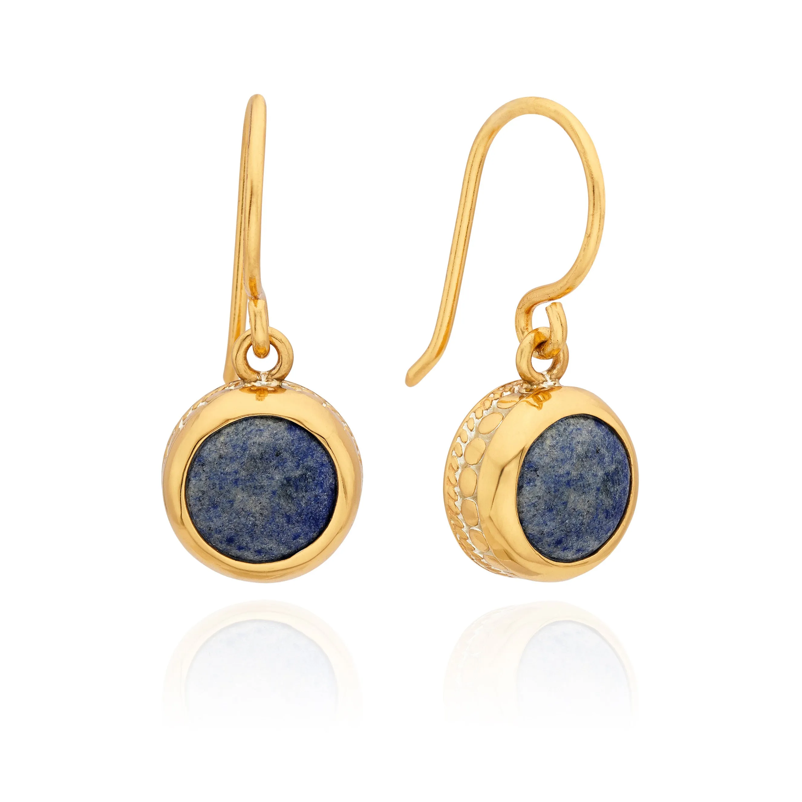 Dumortierite Circle Drop Earrings - Gold sold by Anna Beck