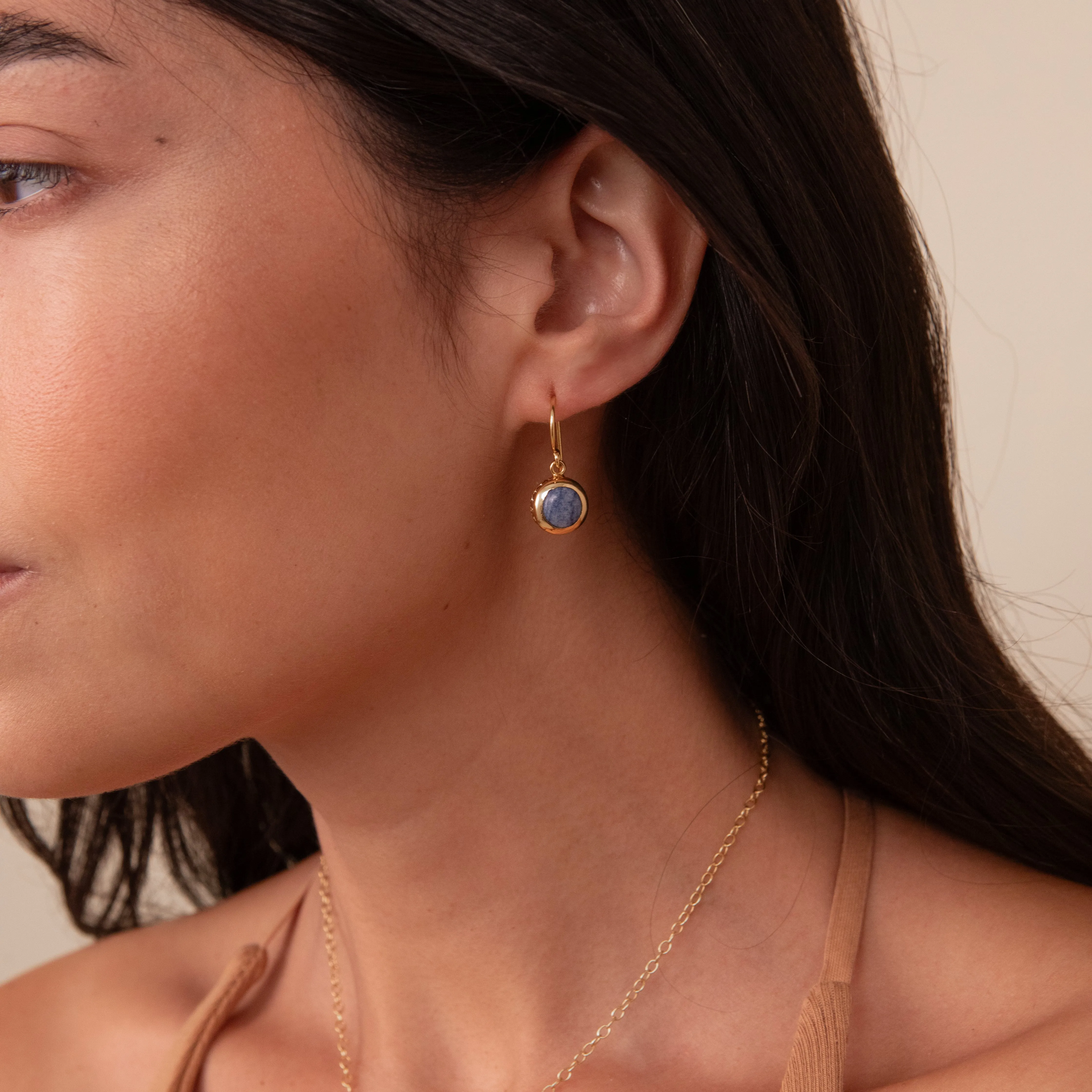 Dumortierite Circle Drop Earrings - Gold sold by Anna Beck product image thumbnail 2