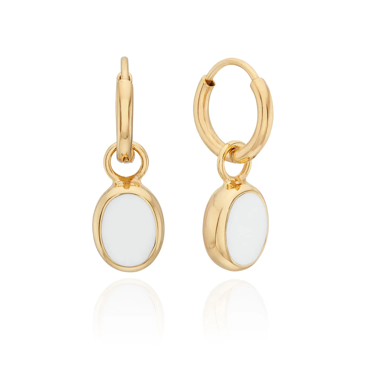 White Agate Oval Charm Earrings sold by Anna Beck