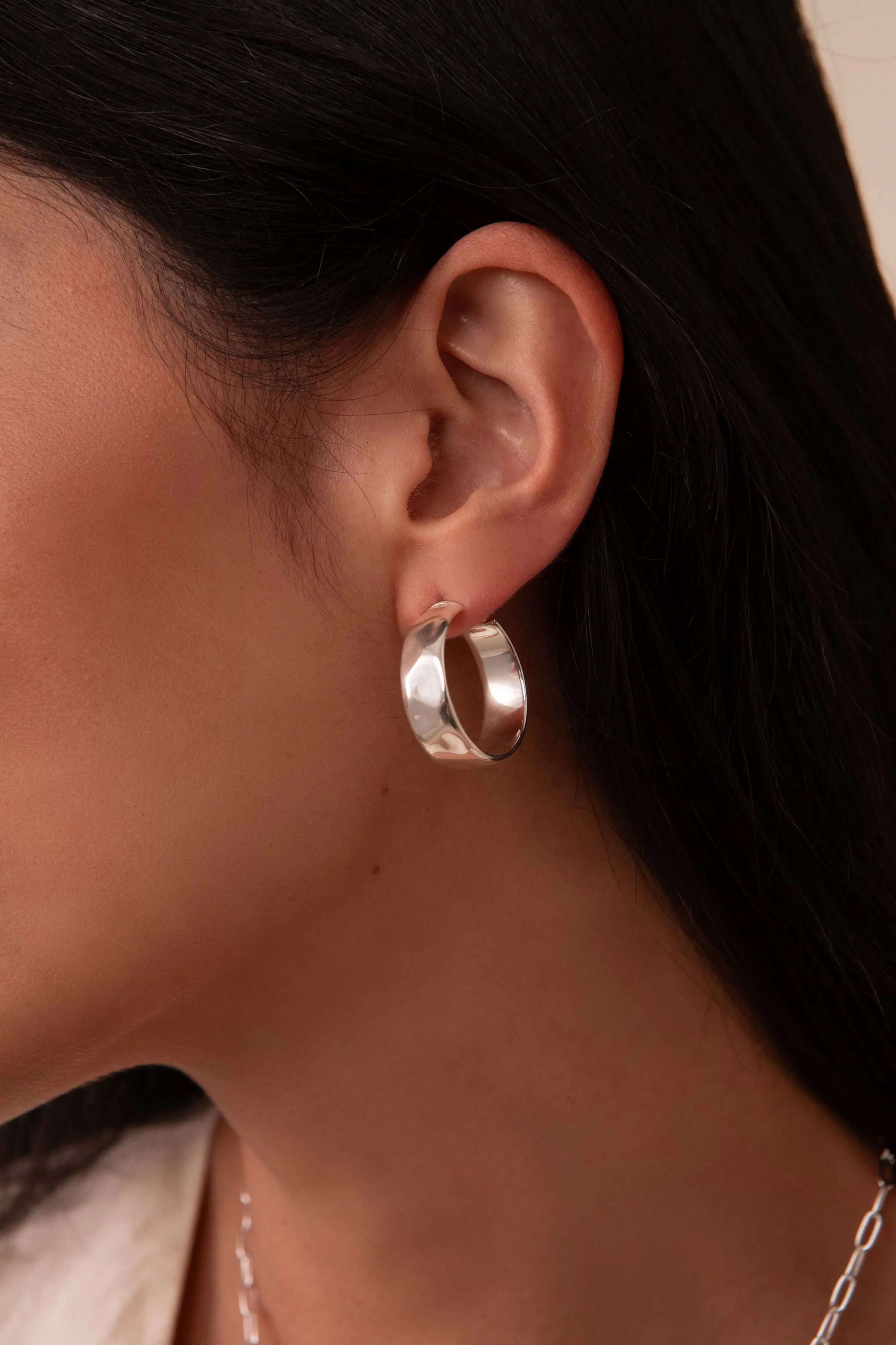 Medium Wavy Hoop Earrings - Silver sold by Anna Beck product image thumbnail 2