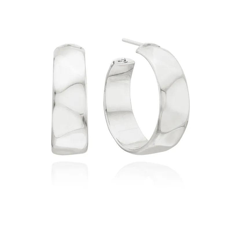 Medium Wavy Hoop Earrings - Silver sold by Anna Beck