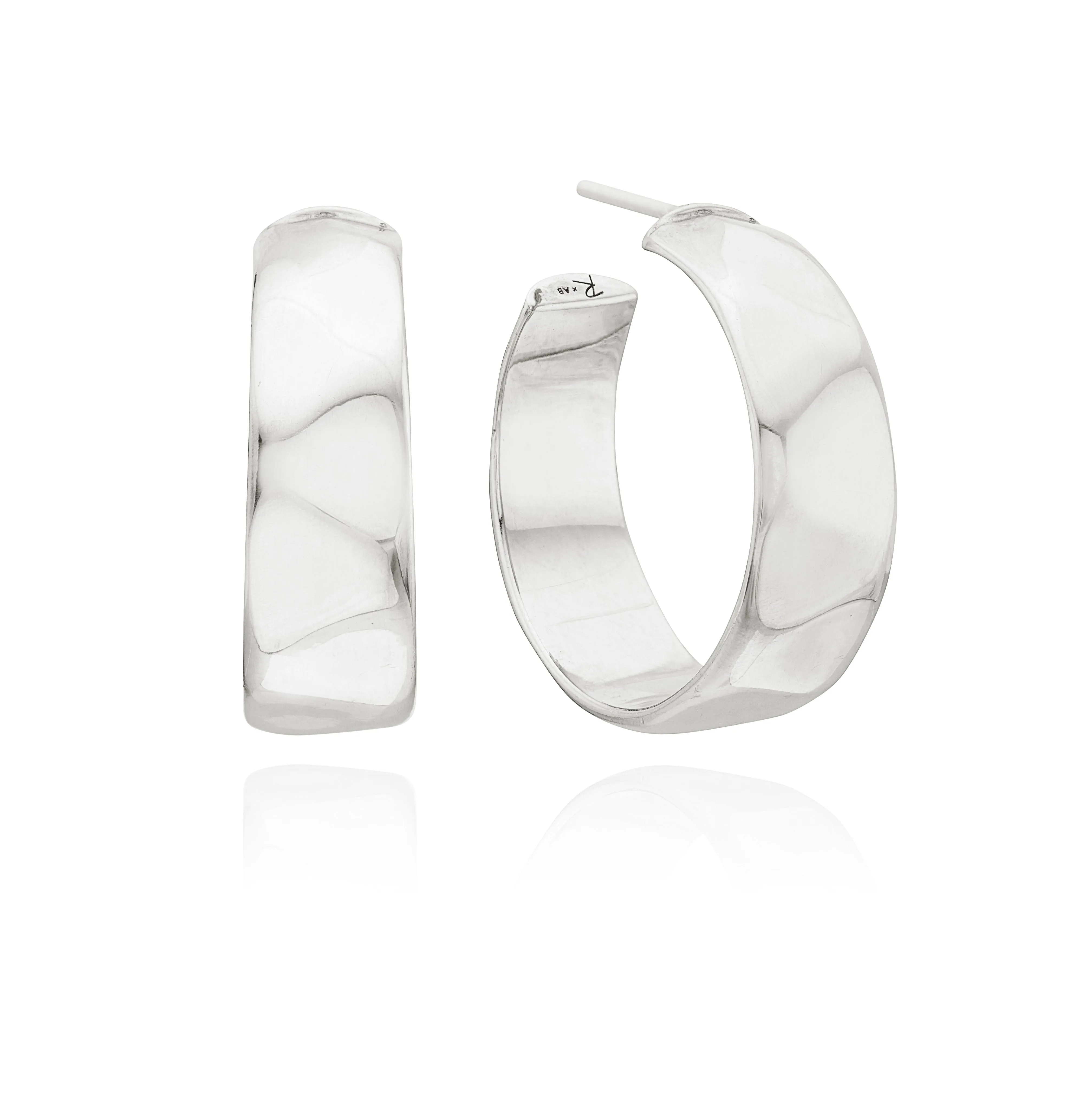Medium Wavy Hoop Earrings - Silver sold by Anna Beck