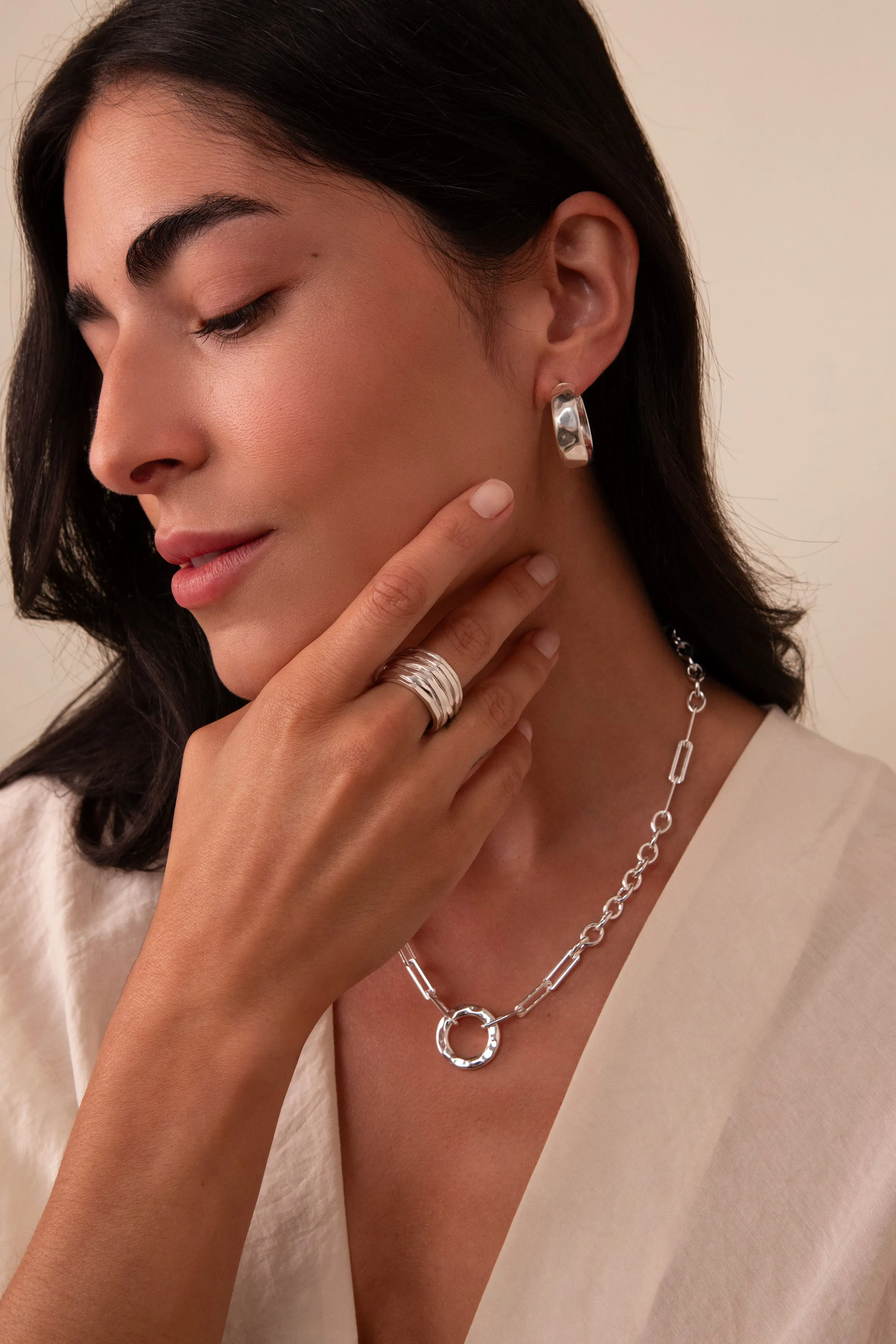 Medium Wavy Hoop Earrings - Silver sold by Anna Beck product image thumbnail 3