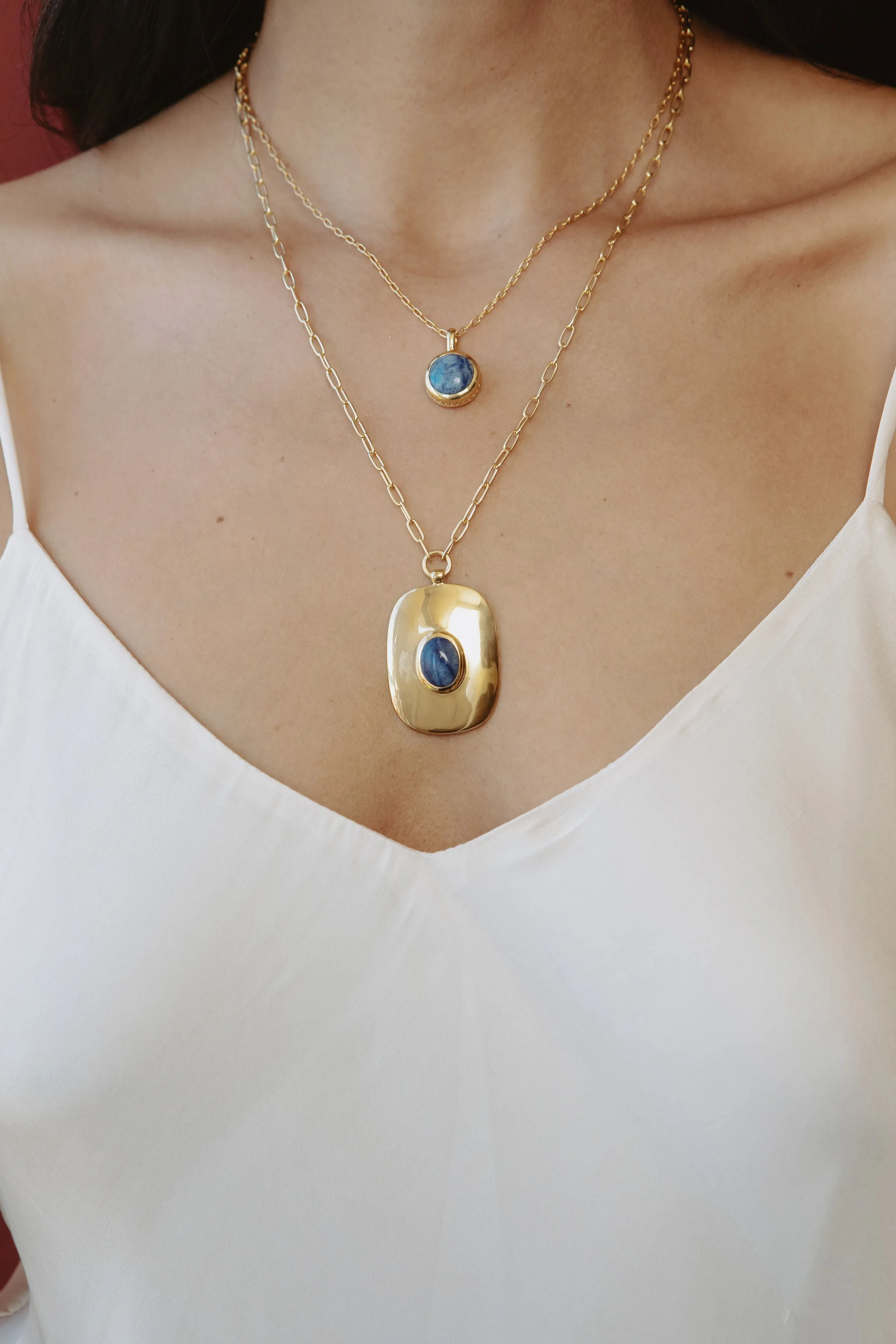 Large Oval Dumortierite Necklace - Gold sold by Anna Beck product image thumbnail 2