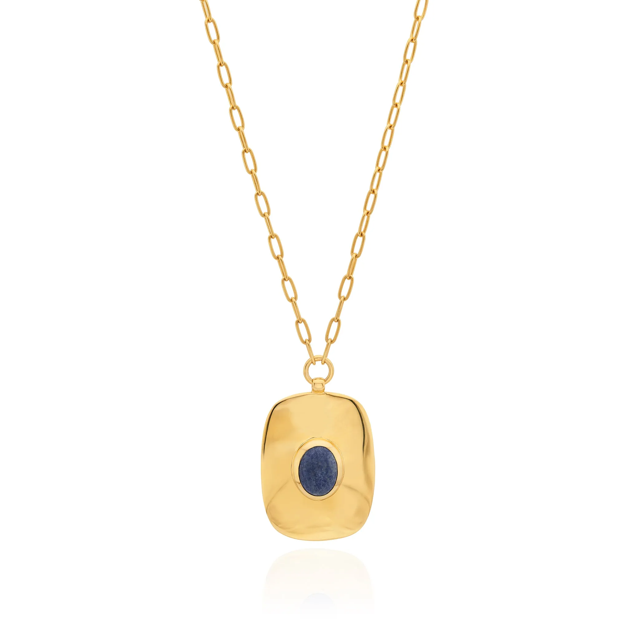 Large Oval Dumortierite Necklace - Gold sold by Anna Beck