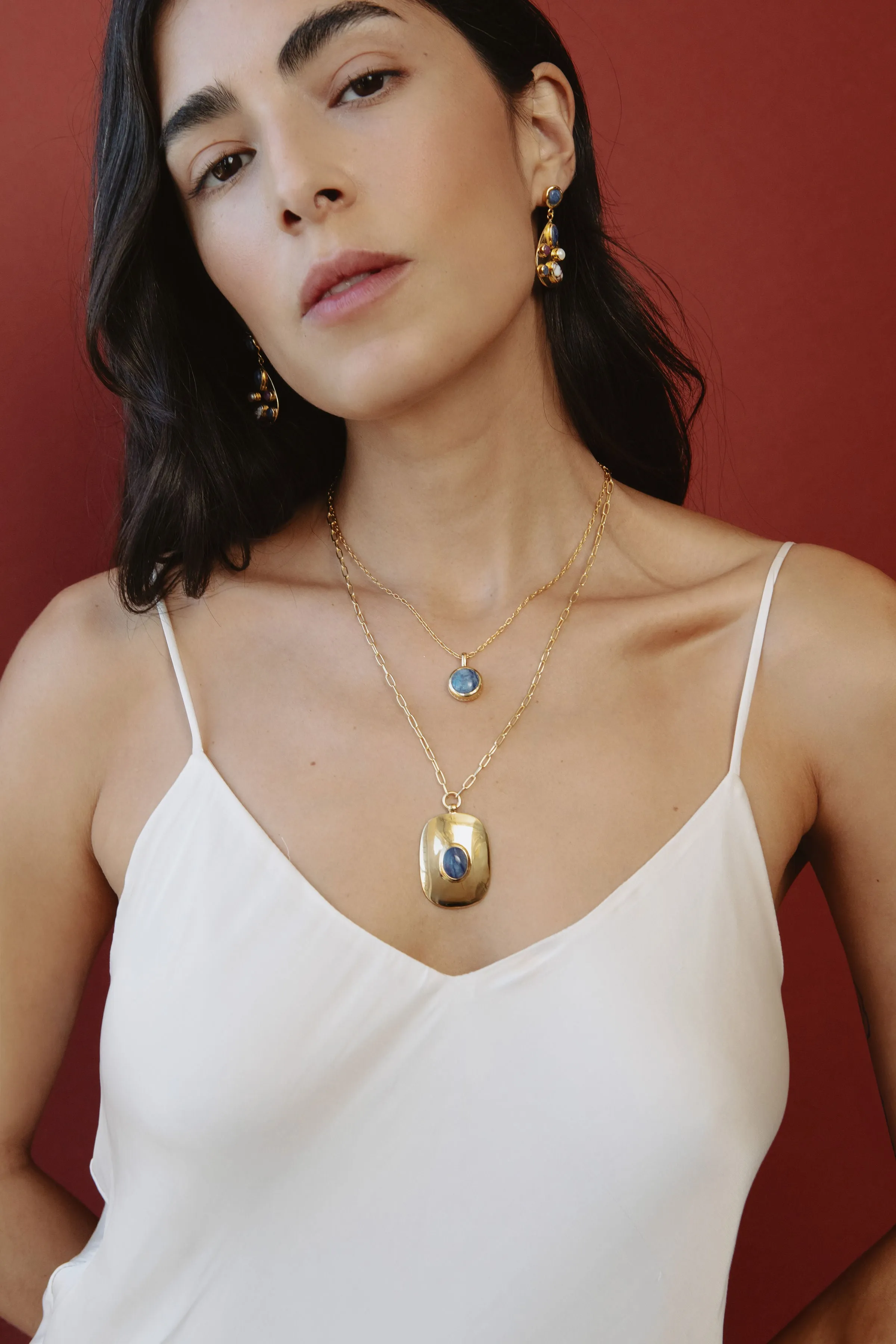 Large Oval Dumortierite Necklace - Gold sold by Anna Beck product image thumbnail 4