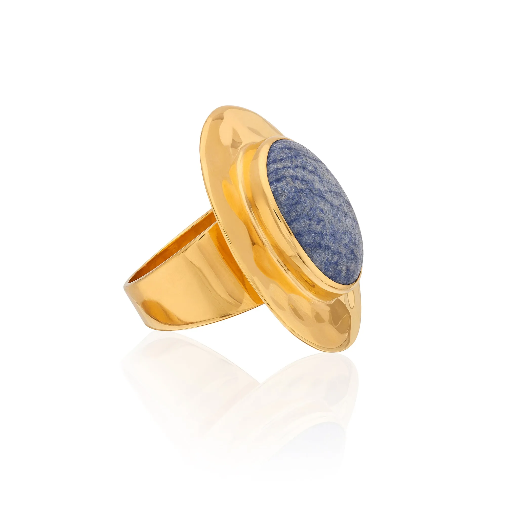 Large Wavy Oval Dumortierite Ring - Gold sold by Anna Beck product image thumbnail 5