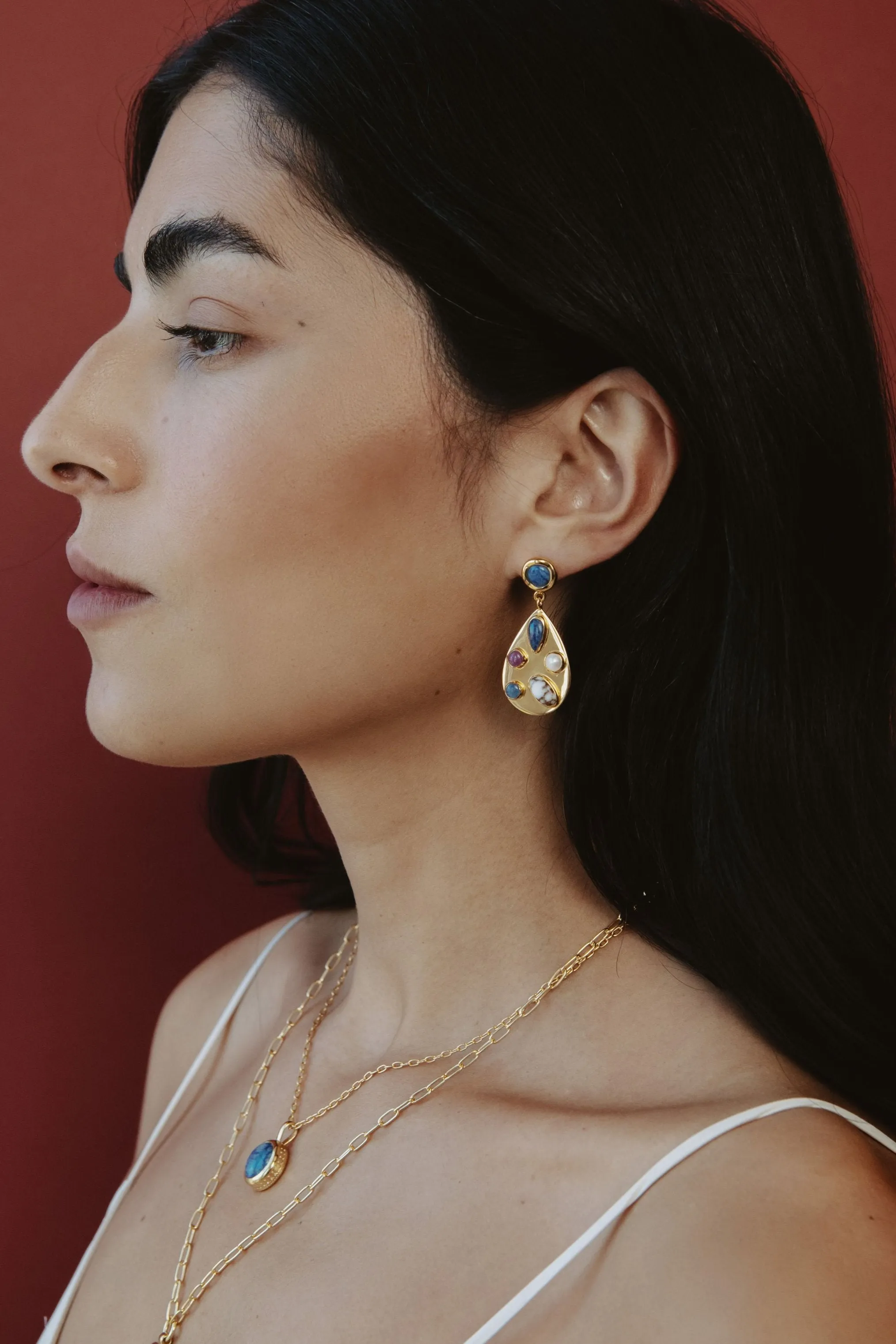 Multi-Stone Double Drop Earrings sold by Anna Beck product image thumbnail 2