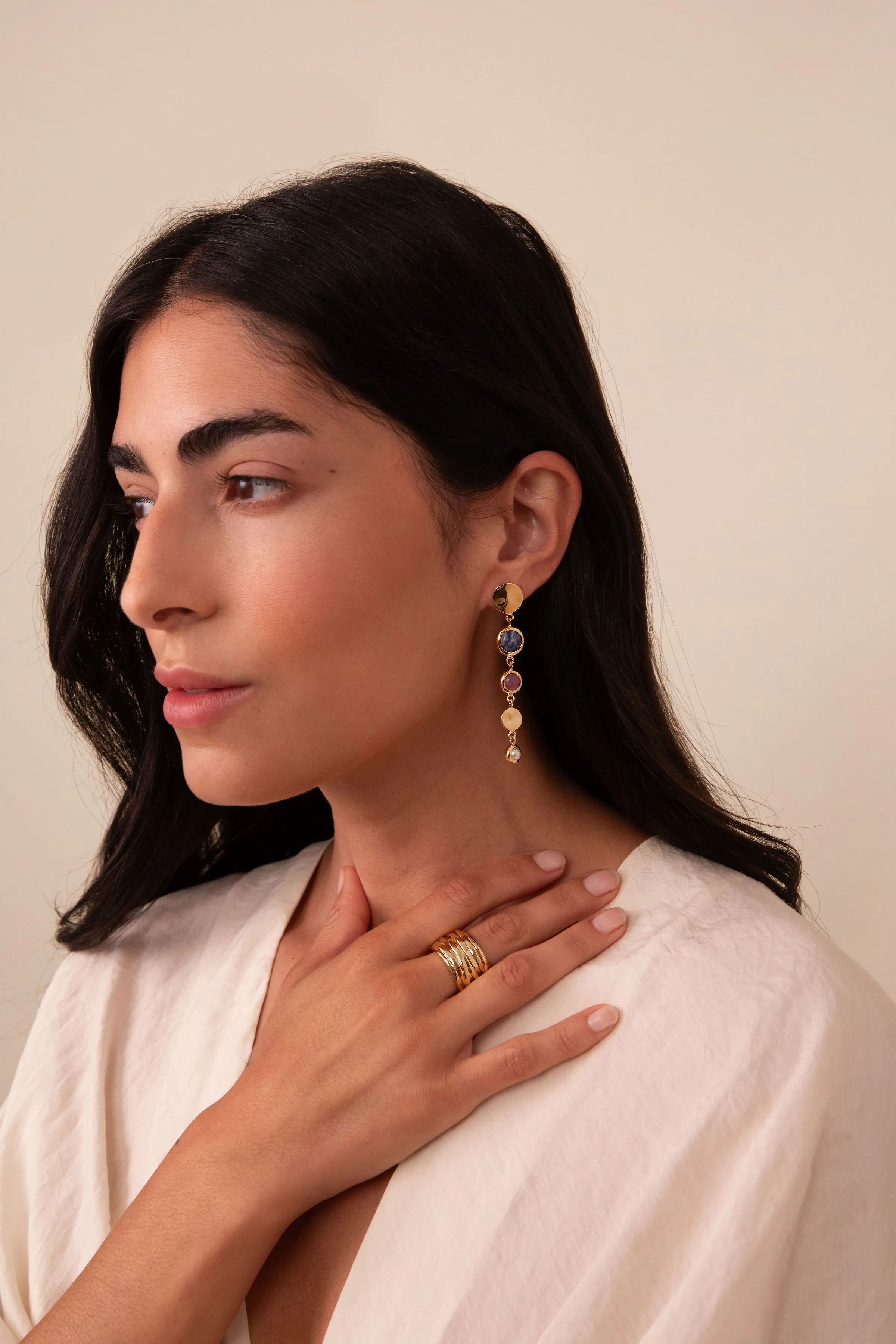 Multi Drop Stone Duster Earrings sold by Anna Beck product image thumbnail 3