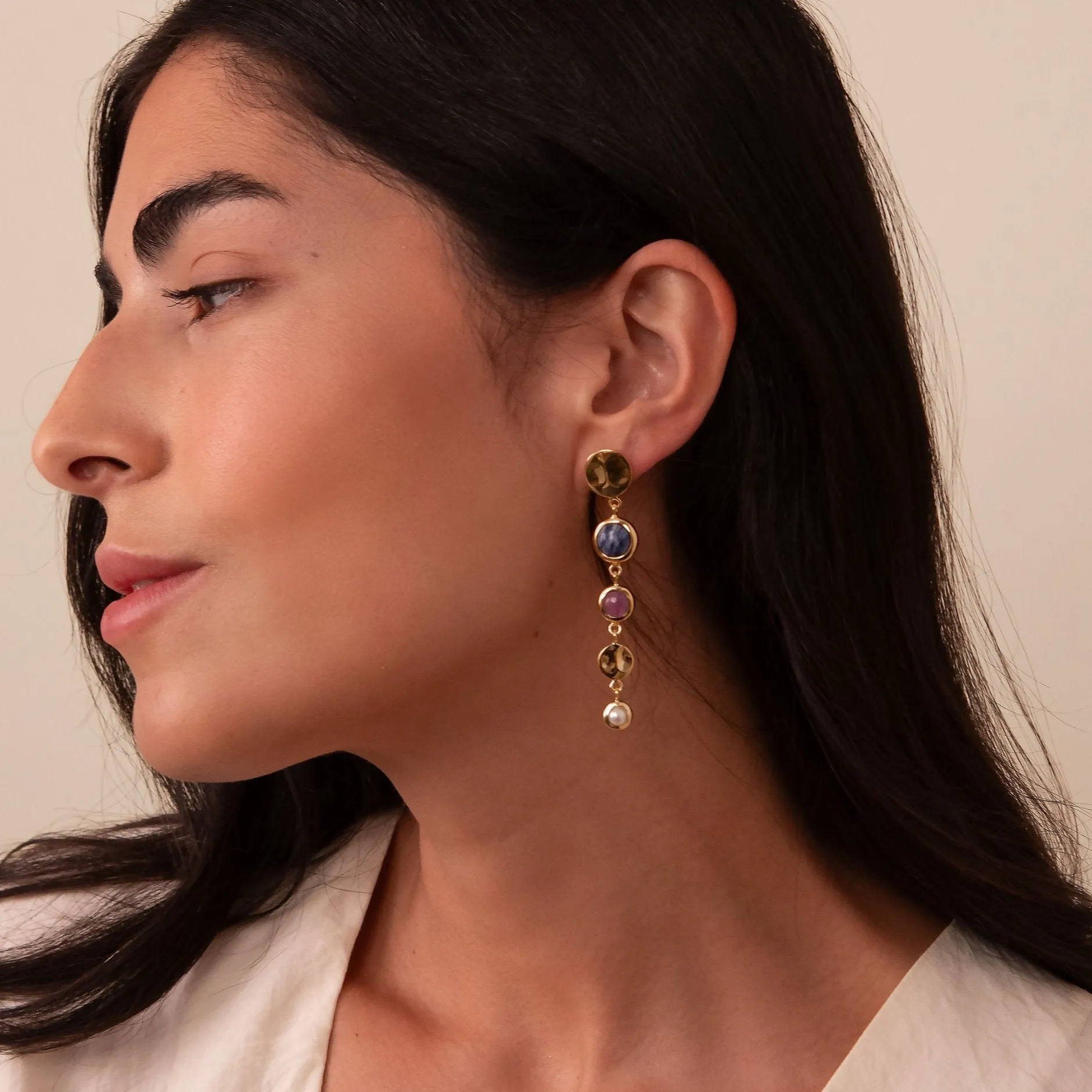 Multi Drop Stone Duster Earrings sold by Anna Beck product image thumbnail 2