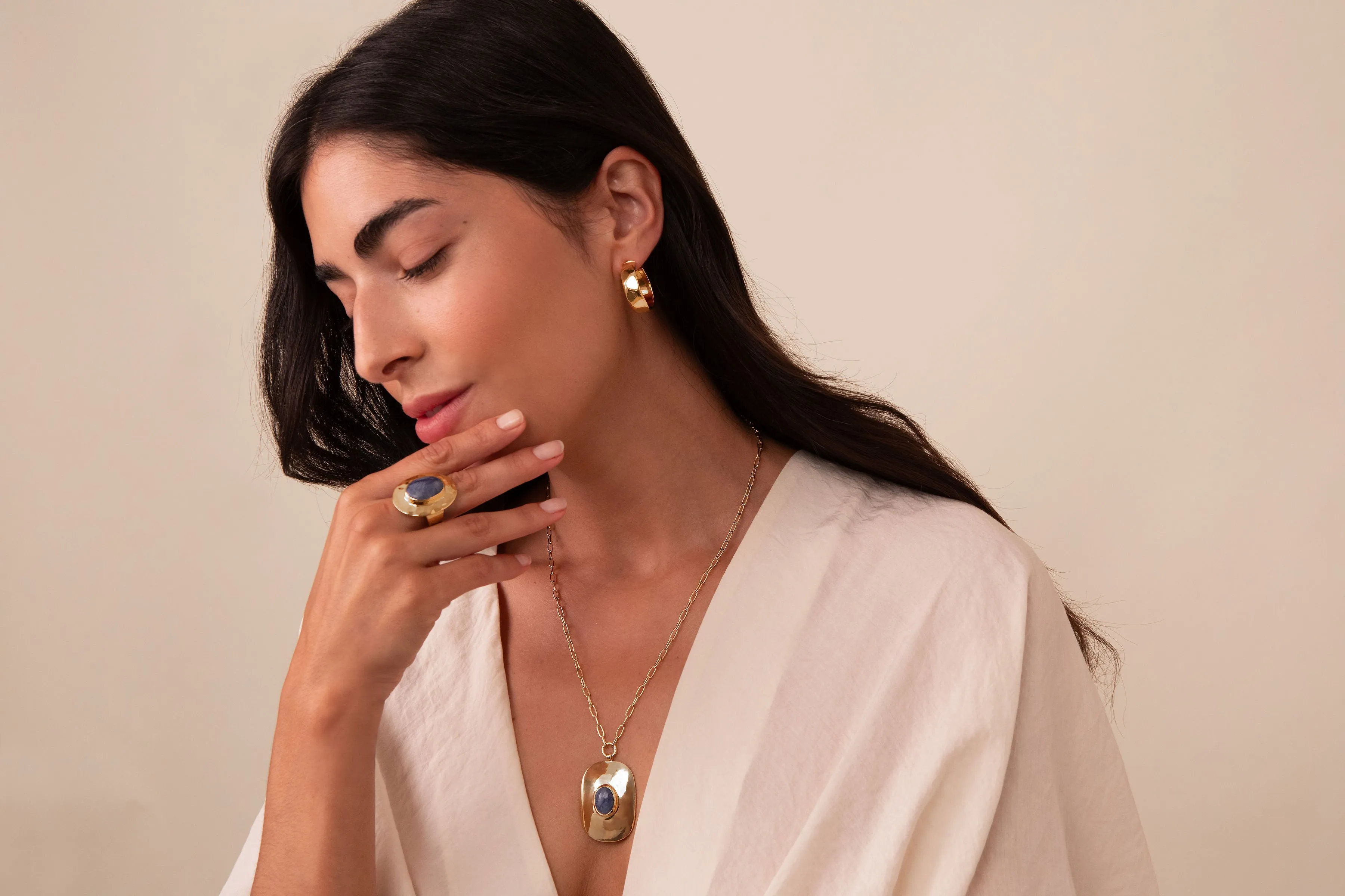 Medium Wavy Hoop Earrings - Gold sold by Anna Beck product image thumbnail 3