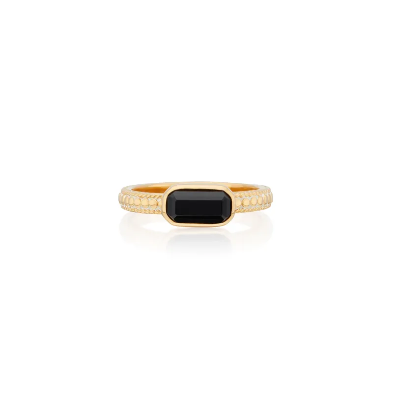 Small Black Onyx Rectangle Ring - Gold sold by Anna Beck