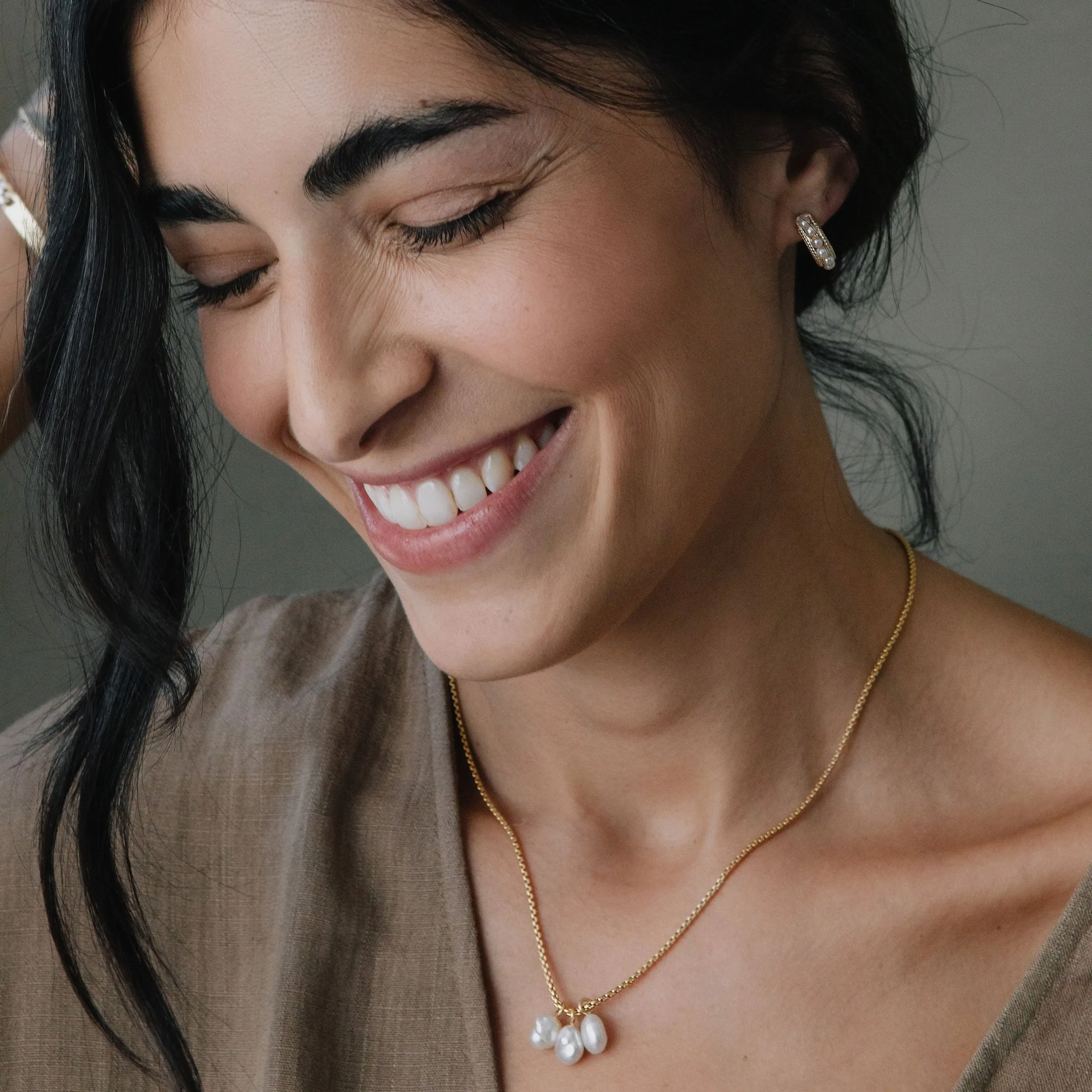 Small Multi Pearl Hoop Earrings sold by Anna Beck product image thumbnail 3