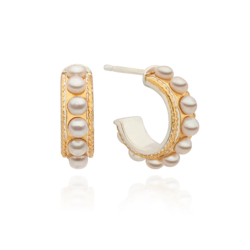 Small Multi Pearl Hoop Earrings sold by Anna Beck