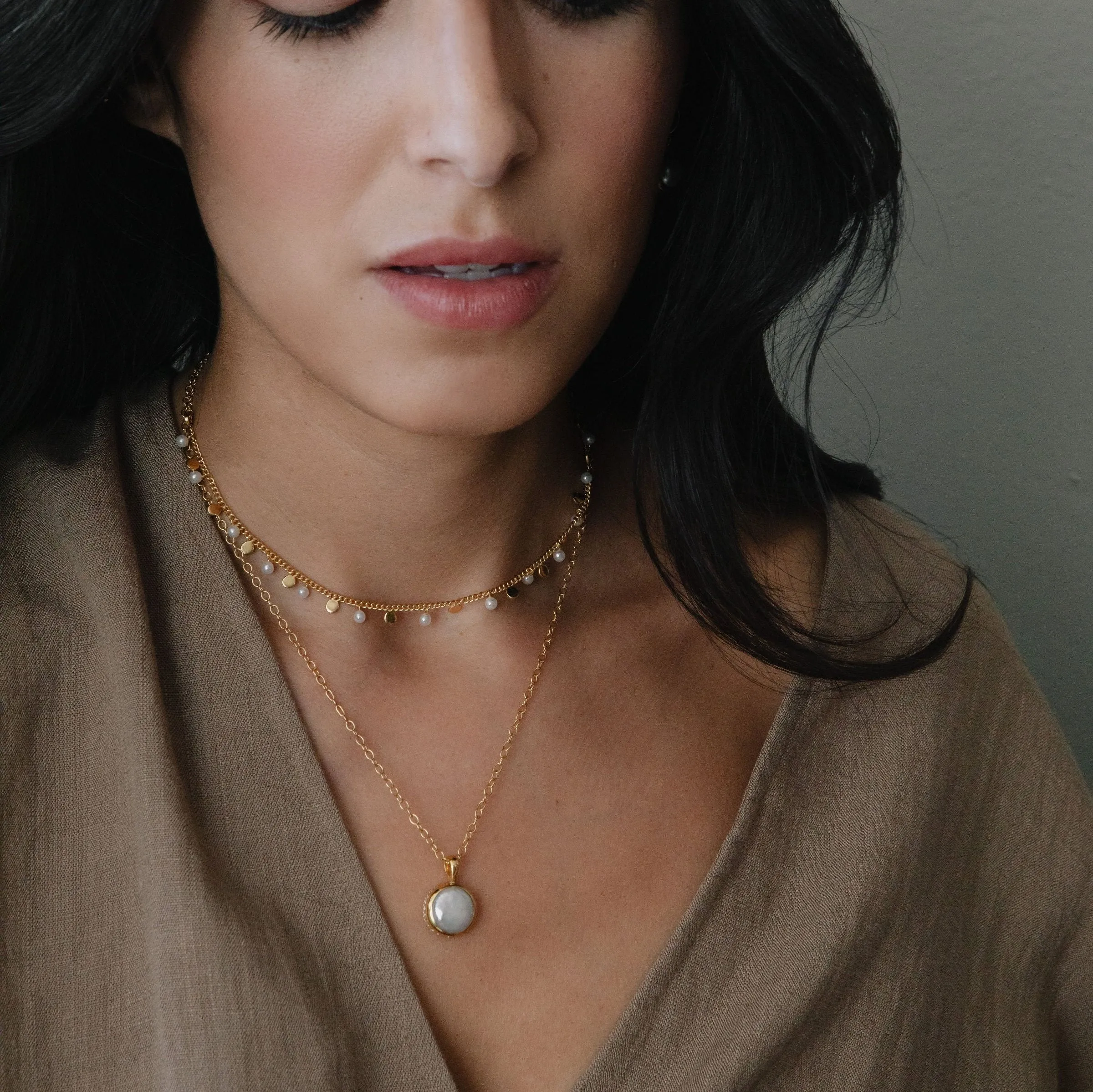 Circle Charm and Pearl Necklace sold by Anna Beck product image thumbnail 2