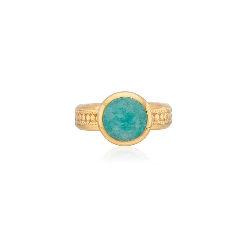 Amazonite Circle Cocktail Ring - Gold sold by Anna Beck