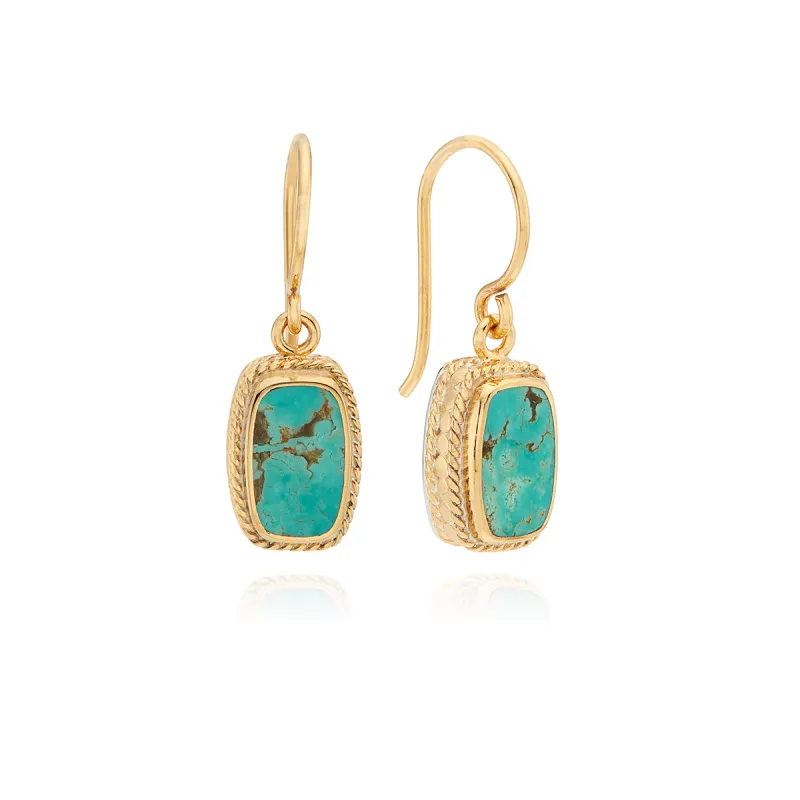 Turquoise Cushion Drop Earrings sold by Anna Beck