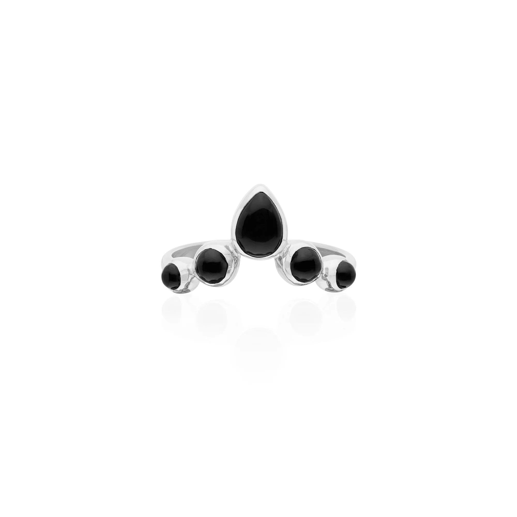 Black Onyx V Ring - Silver sold by Anna Beck