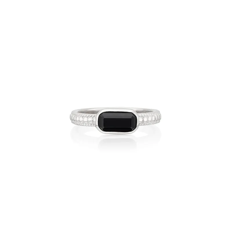 Small Black Onyx Rectangle Ring - Silver sold by Anna Beck
