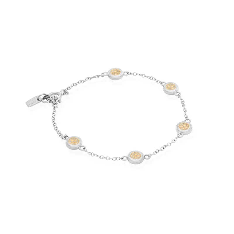 Classic Smooth Rim Station Bracelet - Gold & Silver sold by Anna Beck