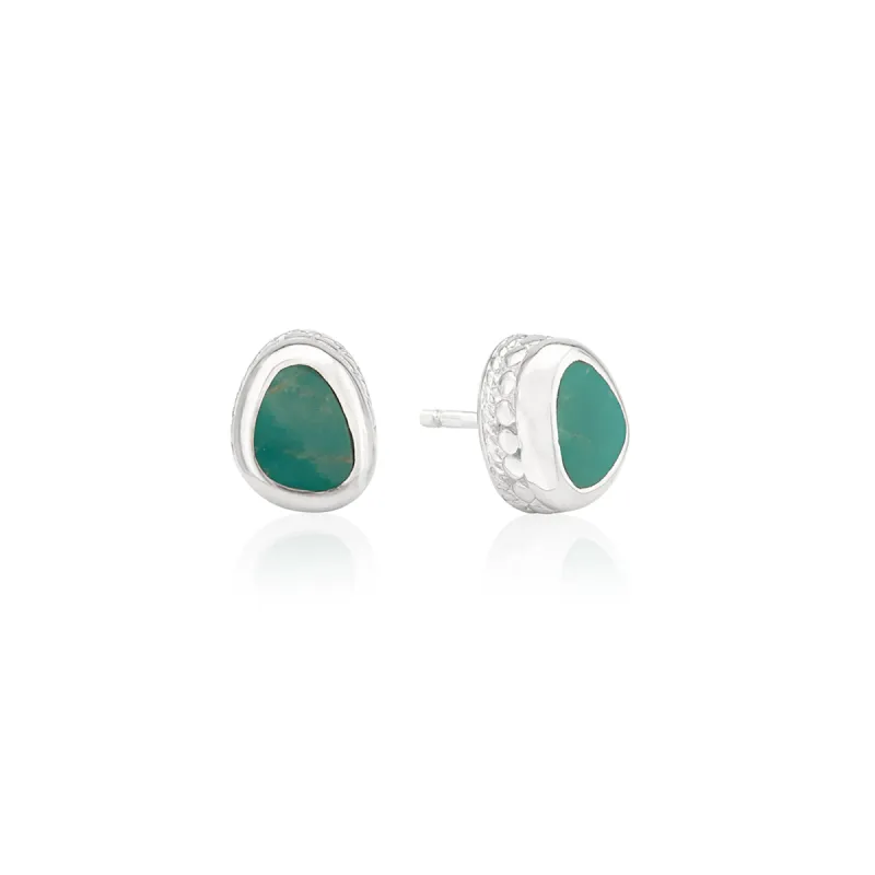 Turquoise Asymmetrical Stud Earrings - Silver sold by Anna Beck