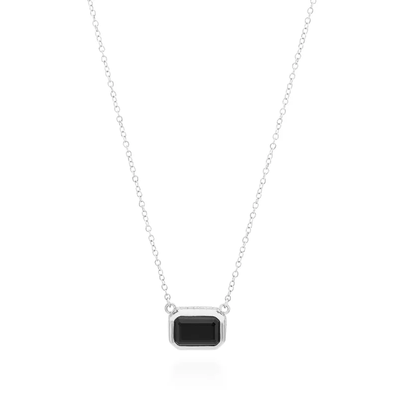 Small Black Onyx Rectangle Necklace - Silver sold by Anna Beck